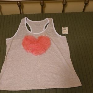 Women's Fuzzy Pink Heart Tank Top